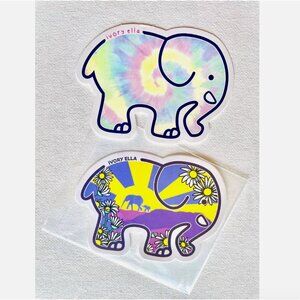 2 RARE IVORY ELLA PASTEL TIE DYED DAISY FLOWERS SAVE THE ELEPHANTS STICKERS PACK